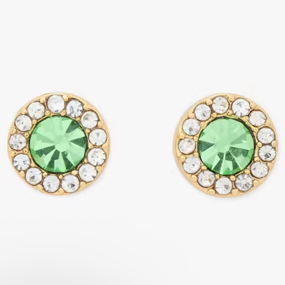 Elegant Green and Gold Stud Earrings